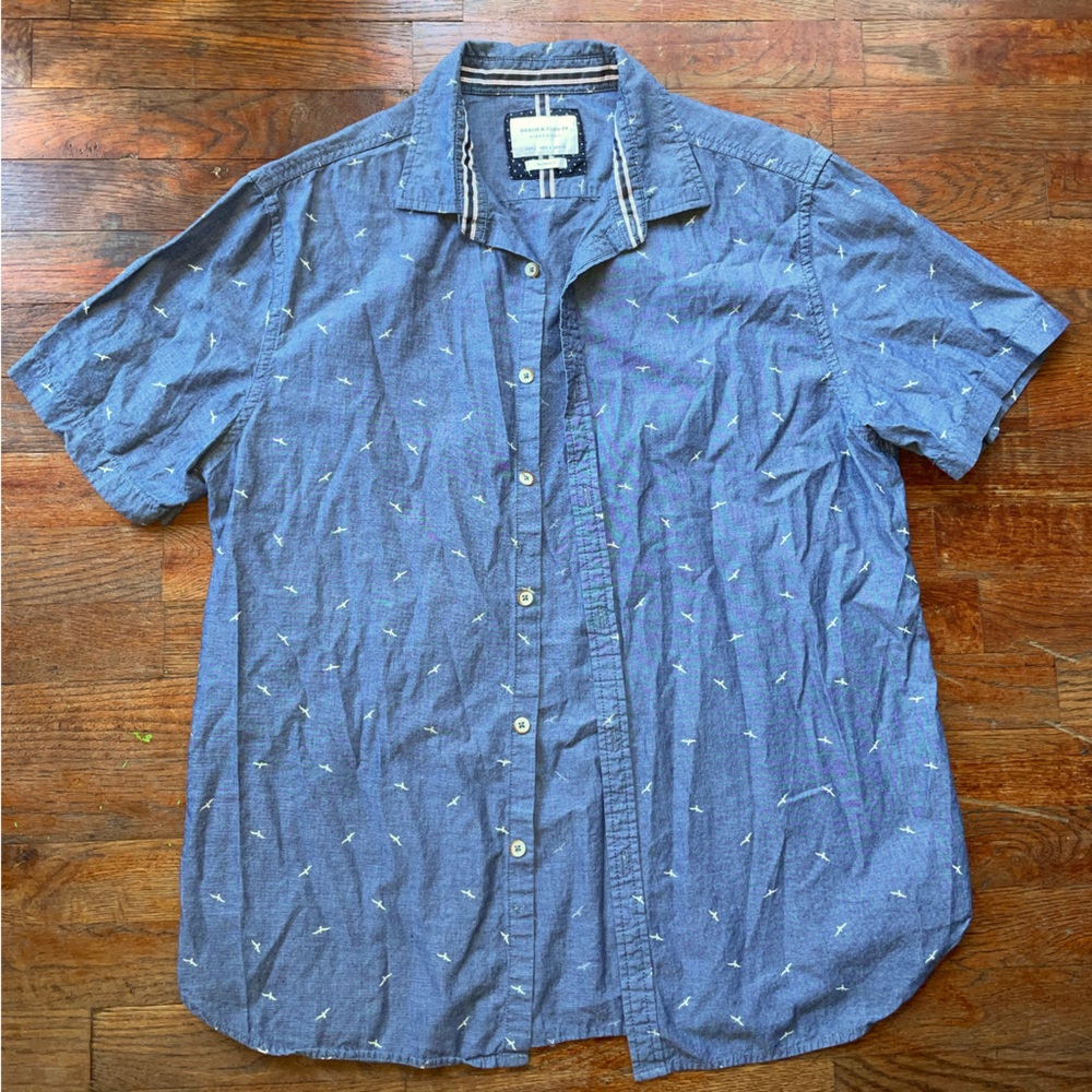 Denim & Flower Blue Button-Up